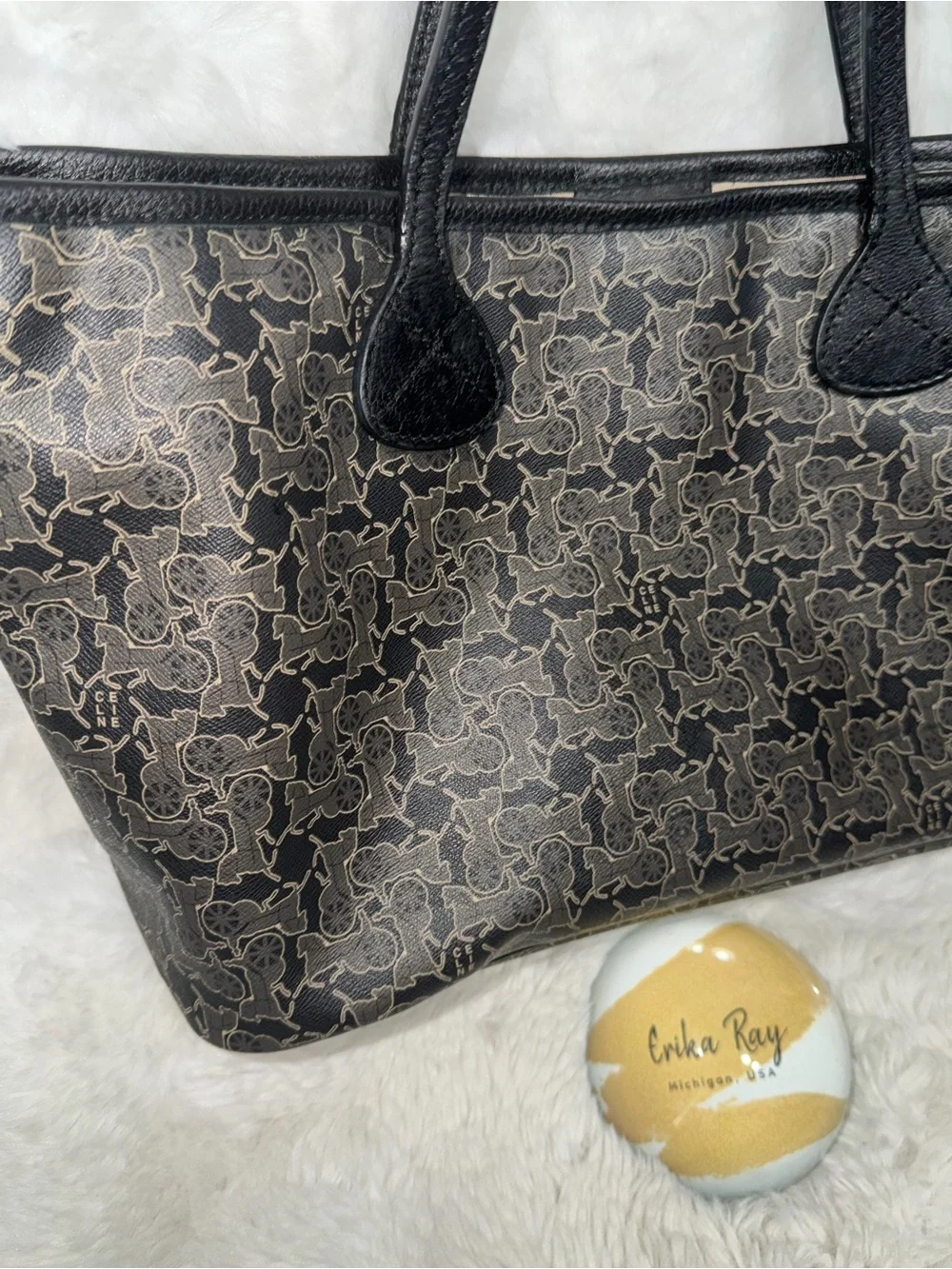 Celine Classic Black Patterned Tote Bag- GOOD CONDITION